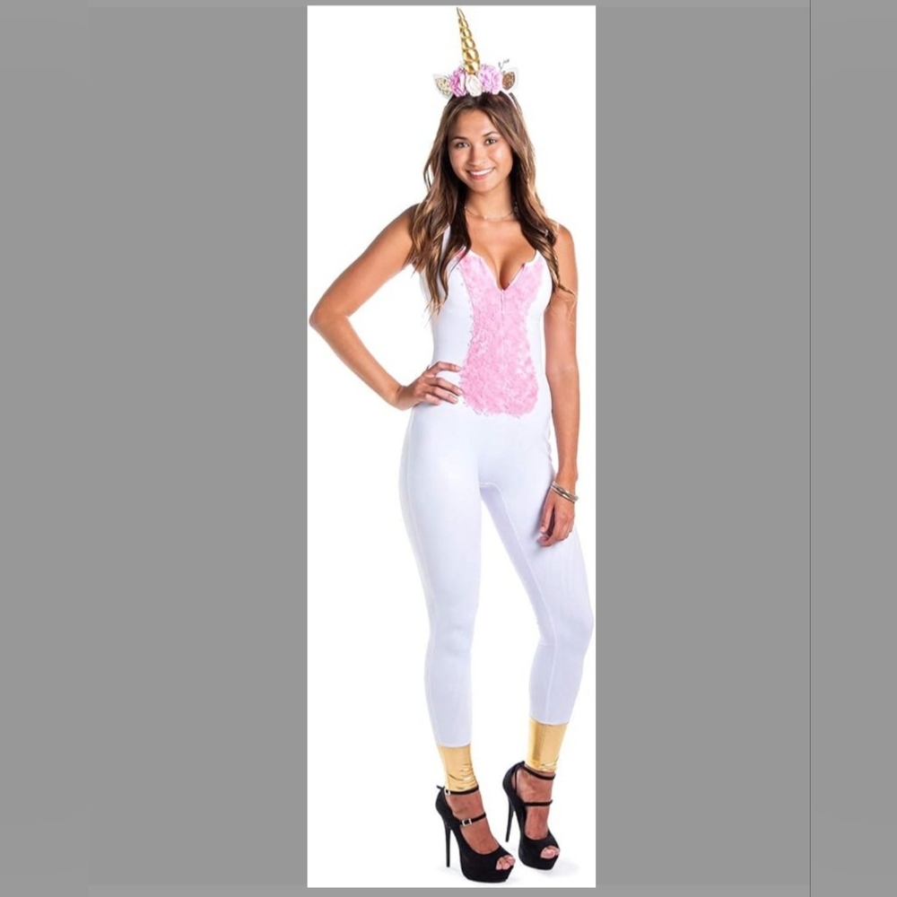 Tipsy Elves NWT Women's Fitted Unicorn‎ Jumpsuit Halloween Costume Size Med Larg